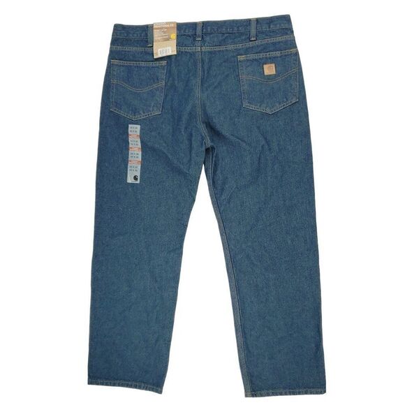 Carhartt Jeans Men 42x30 Blue Straight Legs Traditional Fit Medium Wash B480 NWT - Picture 1 of 8